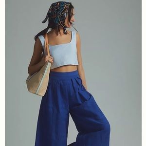 Significant Other Square Neck Open Back Linen Crop Top